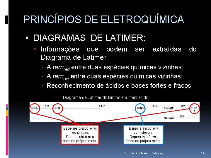 PRINCÍPIOS DE ELETROQUÍMICA DIAGRAMAS DE LATIMER: Informações que podem Diagrama de Latimer ser extraídas