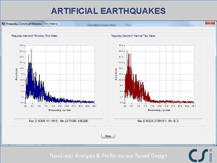 ARTIFICIAL EARTHQUAKES Nonlinear Analysis & Performance Based Design 