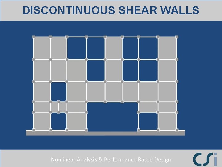 DISCONTINUOUS SHEAR WALLS Nonlinear Analysis & Performance Based Design 