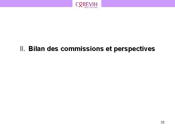 II. Bilan des commissions et perspectives 35 