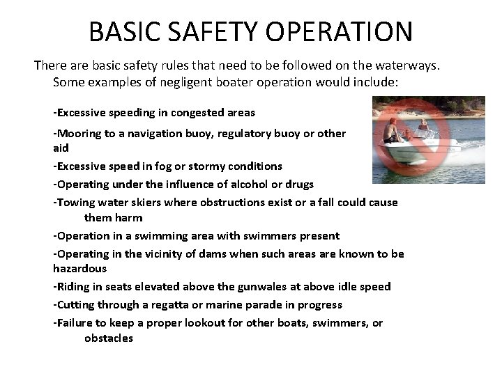 BOATING SAFETY ALABAMA COURSE OF STUDY 19 Describe