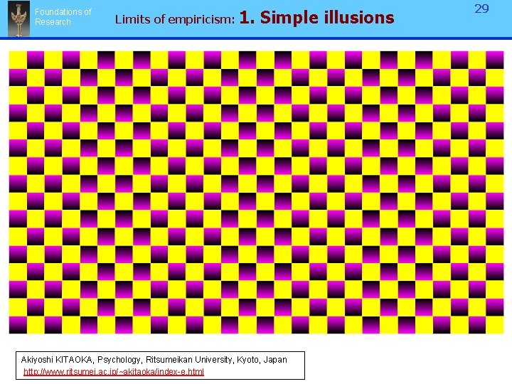 Foundations of Research Limits of empiricism: 1. Simple illusions Akiyoshi KITAOKA, Psychology, Ritsumeikan University,