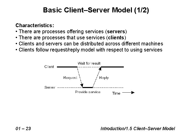 Basic Client–Server Model (1/2) Characteristics: • There are processes offering services (servers) • There