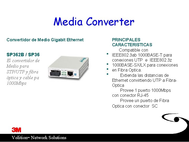 Media Converter Convertidor de Medio Gigabit Ethernet SP 362 B / SP 363 B