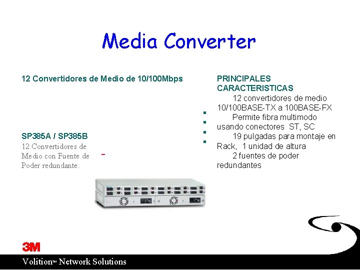 Media Converter 12 Convertidores de Medio de 10/100 Mbps SP 385 A / SP