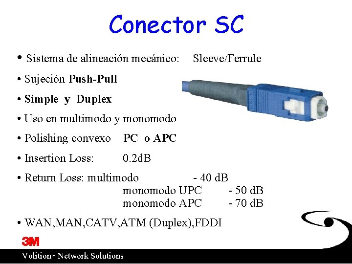 Conector SC • Sistema de alineación mecánico: Sleeve/Ferrule • Sujeción Push-Pull • Simple y