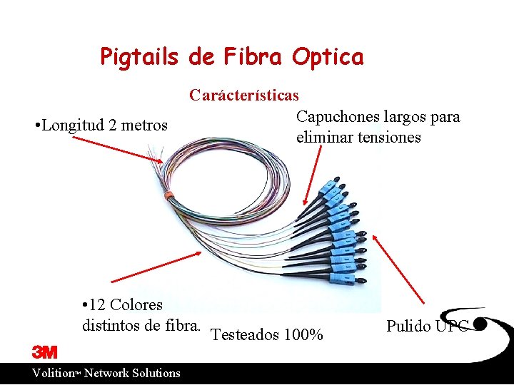 Pigtails de Fibra Optica • Longitud 2 metros Carácterísticas Capuchones largos para eliminar tensiones