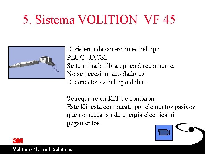 5. Sistema VOLITION VF 45 El sistema de conexión es del tipo PLUG- JACK.