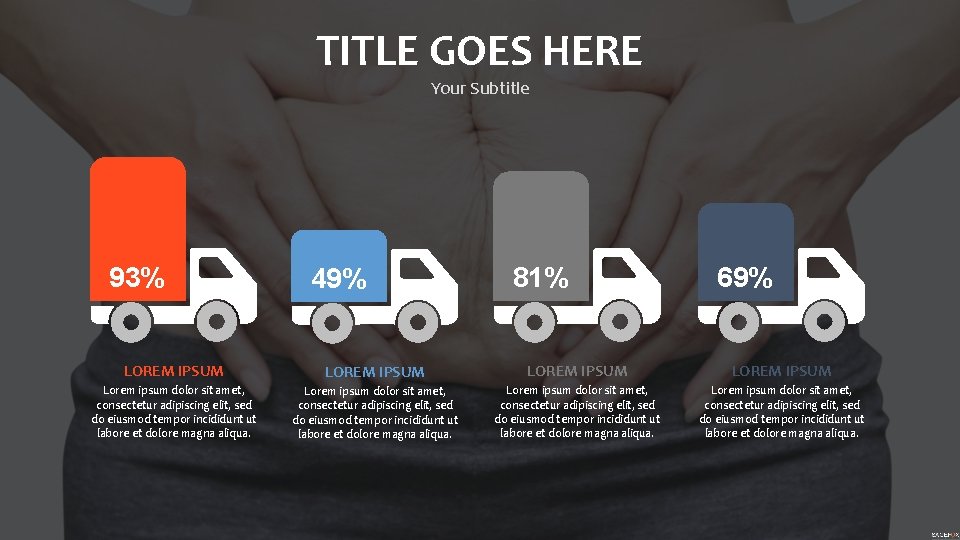 TITLE GOES HERE Your Subtitle 93% 49% 81% 69% LOREM IPSUM Lorem ipsum dolor