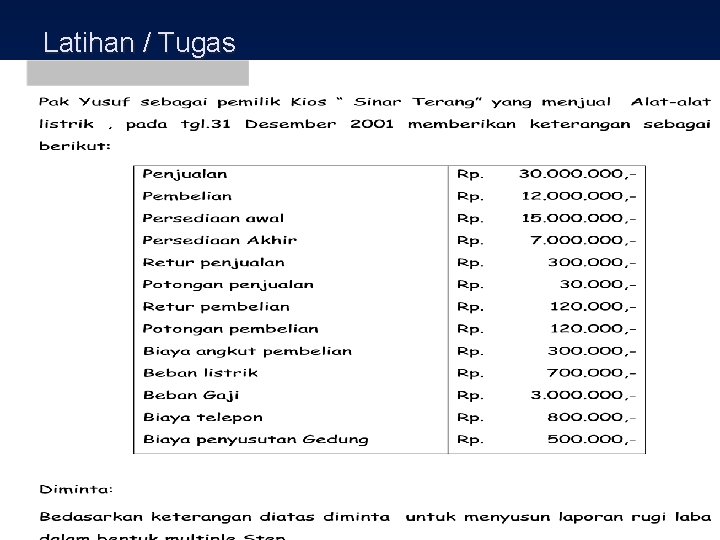 Latihan / Tugas 
