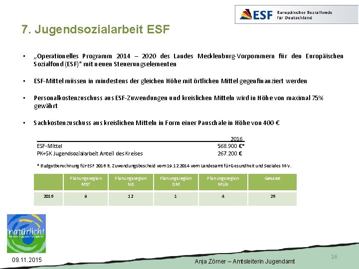 7. Jugendsozialarbeit ESF • „Operationelles Programm 2014 – 2020 des Landes Mecklenburg-Vorpommern für den