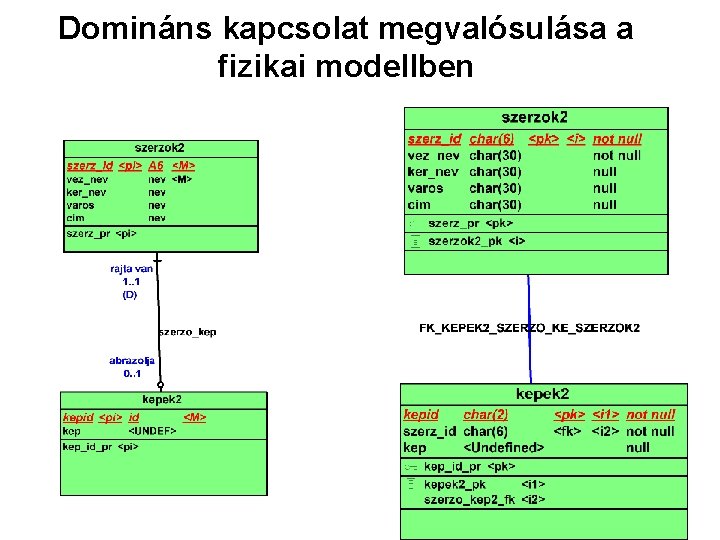 Domináns kapcsolat megvalósulása a fizikai modellben 