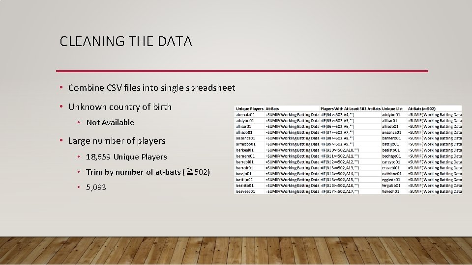 CLEANING THE DATA • Combine CSV files into single spreadsheet • Unknown country of