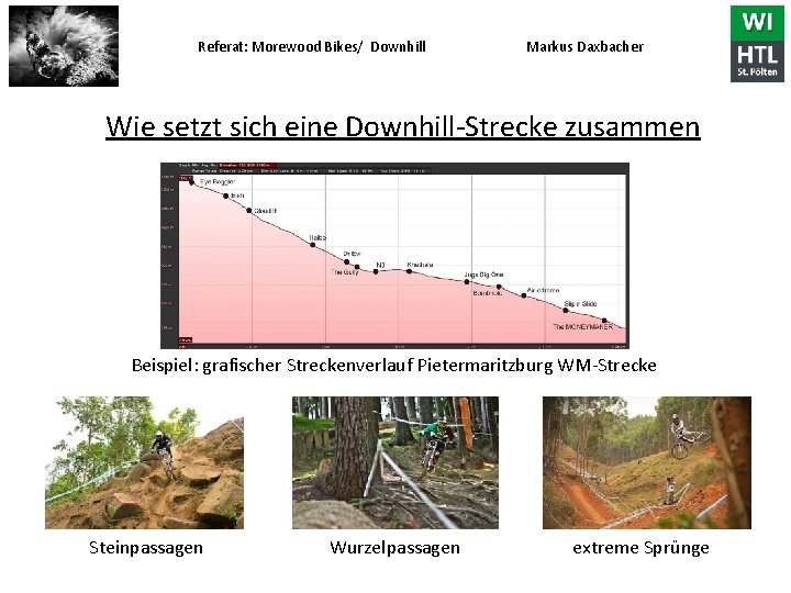 Referat: Morewood Bikes/ Downhill Markus Daxbacher Wie setzt sich eine Downhill-Strecke zusammen Beispiel: grafischer Referat: Morewood Bikes/ Downhill Markus Daxbacher Wie setzt sich eine Downhill-Strecke zusammen Beispiel: grafischer