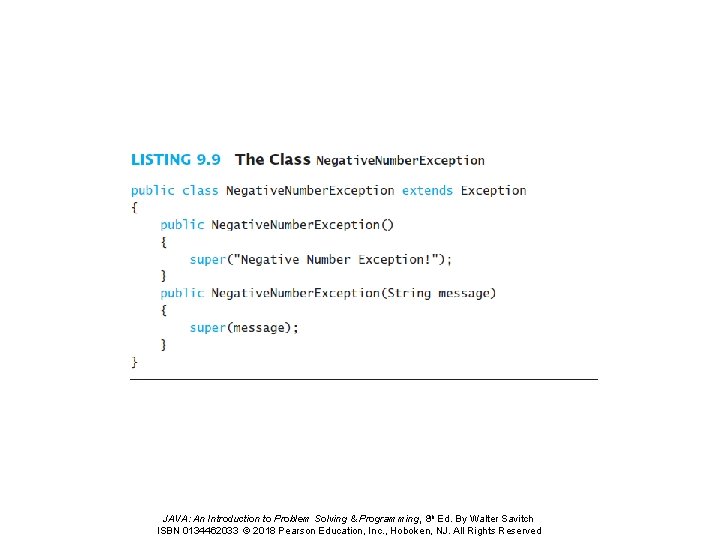 JAVA: An Introduction to Problem Solving & Programming, 8 th Ed. By Walter Savitch