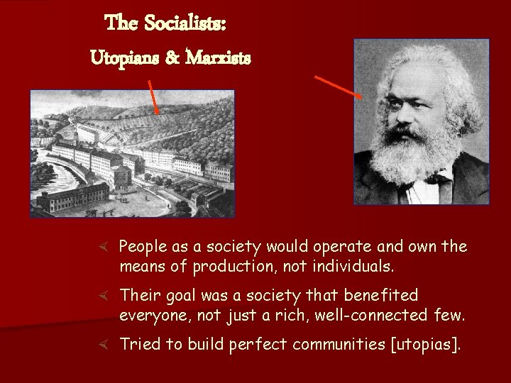 The Socialists: Utopians & Marxists × People as a society would operate and own