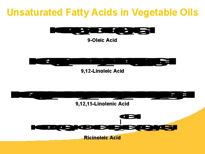 Unsaturated Fatty Acids in Vegetable Oils 9 -Oleic Acid 9, 12 -Linoleic Acid 9,