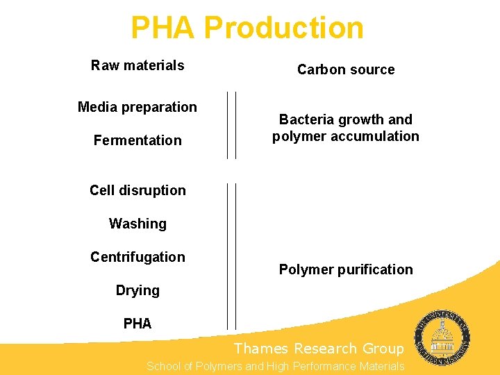 PHA Production Raw materials Media preparation Fermentation Carbon source Bacteria growth and polymer accumulation