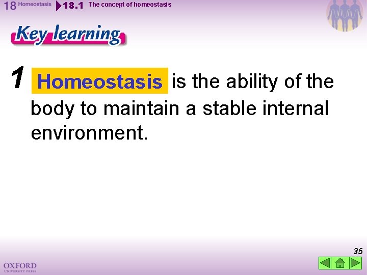 18. 1 1 The concept of homeostasis Homeostasis is the ability of the body