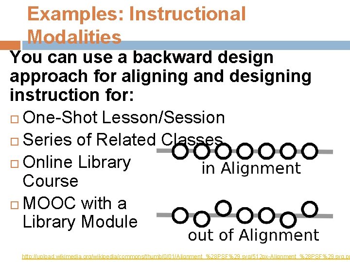 Examples: Instructional Modalities You can use a backward design approach for aligning and designing