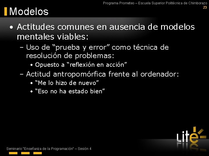 Modelos Programa Prometeo – Escuela Superior Politécnica de Chimborazo 23 • Actitudes comunes en