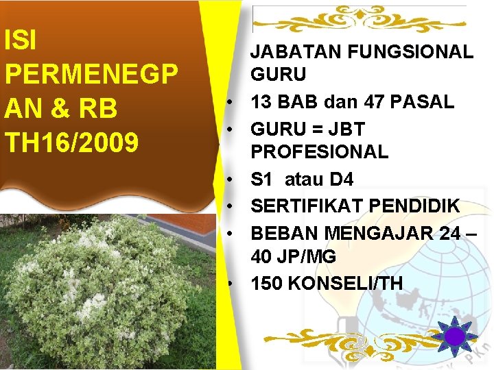 ISI PERMENEGP AN & RB TH 16/2009 • JABATAN FUNGSIONAL GURU • 13 BAB