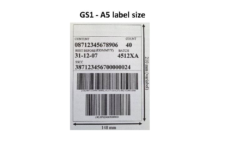GS 1 - A 5 label size 