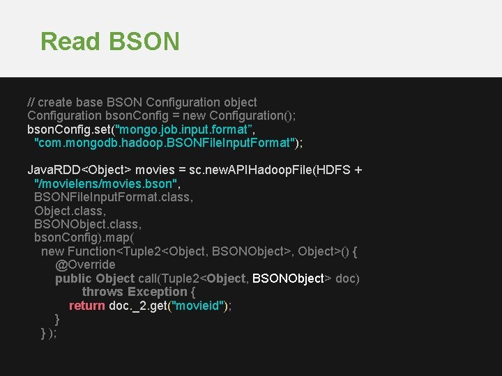 Read BSON // create base BSON Configuration object Configuration bson. Config = new Configuration();