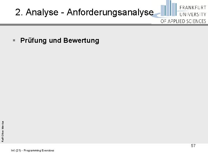 2. Analyse - Anforderungsanalyse Ralf-Oliver Mevius § Prüfung und Bewertung 57 Inf. (21) -