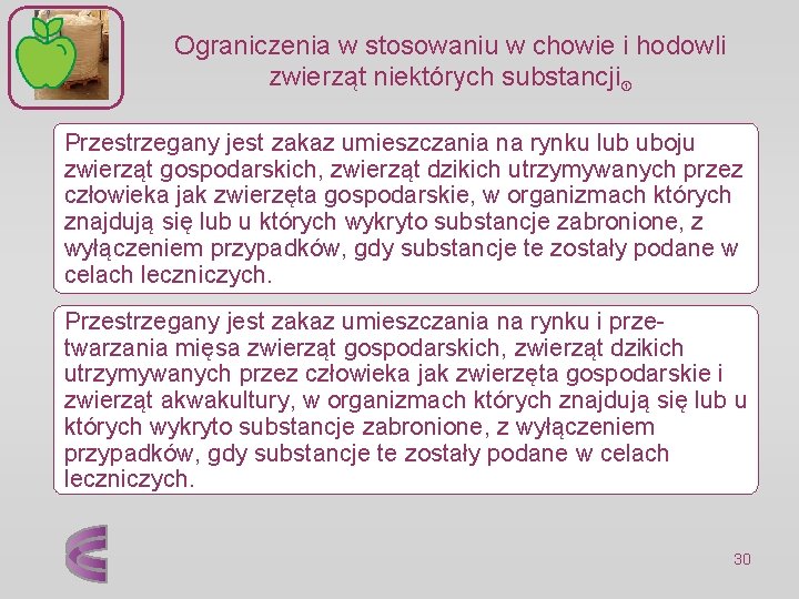 Ograniczenia w stosowaniu w chowie i hodowli zwierząt niektórych substancji Przestrzegany jest zakaz umieszczania