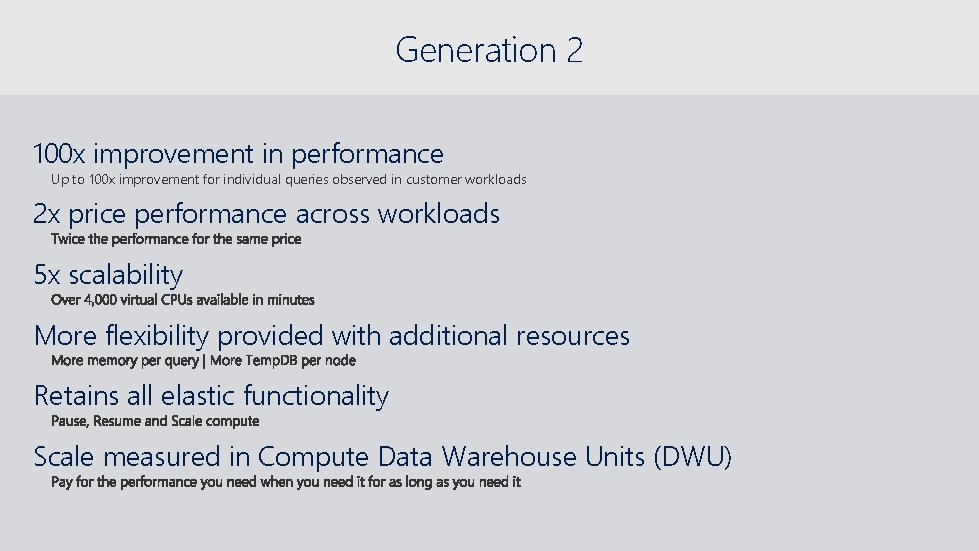 Generation 2 100 x improvement in performance Up to 100 x improvement for individual