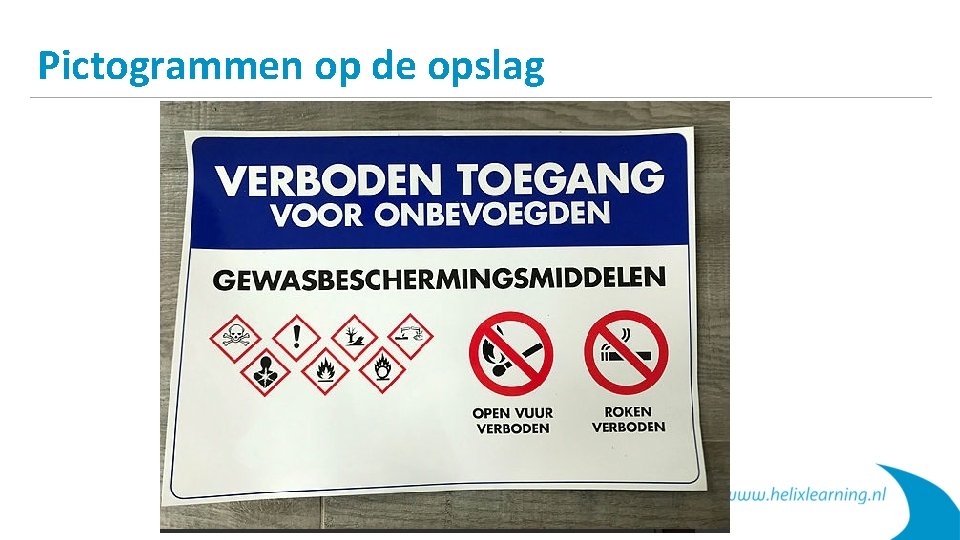 Pictogrammen op de opslag 