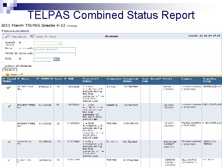 TELPAS Combined Status Report 