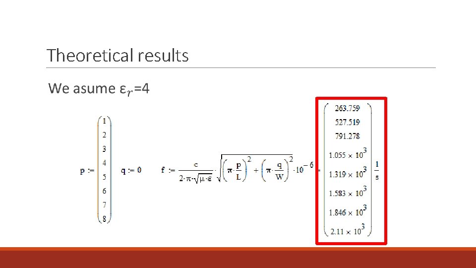 Theoretical results 