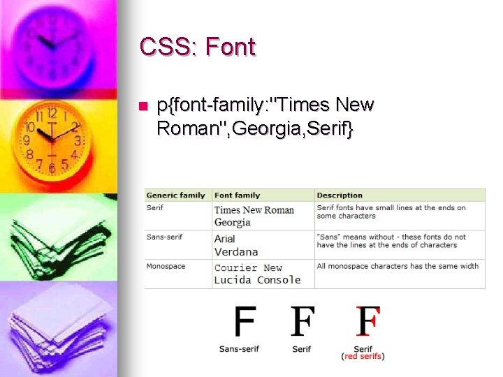 CSS: Font n p{font-family: "Times New Roman", Georgia, Serif} 
