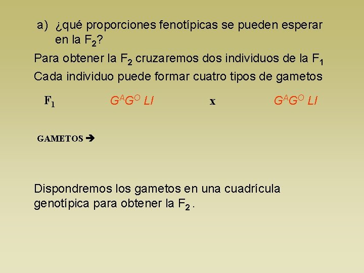 a) ¿qué proporciones fenotípicas se pueden esperar en la F 2? Para obtener la