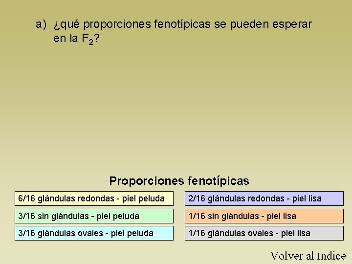 a) ¿qué proporciones fenotípicas se pueden esperar en la F 2? Proporciones fenotípicas 6/16