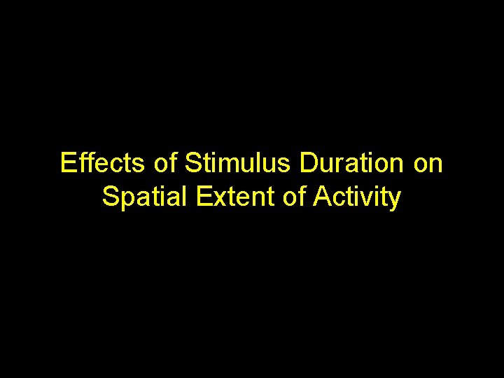 Effects of Stimulus Duration on Spatial Extent of Activity 