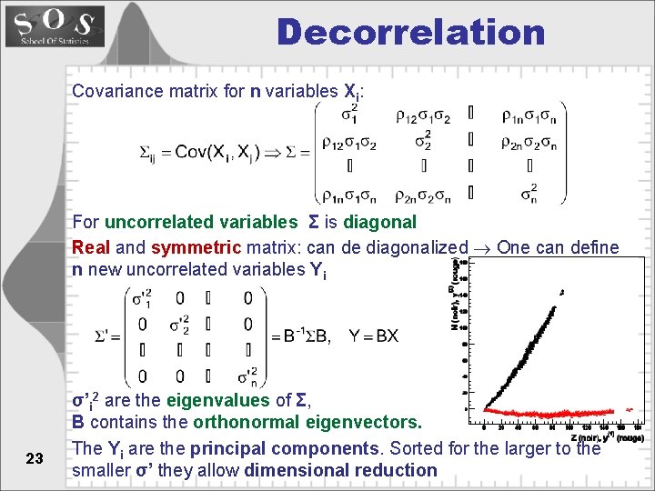 Decorrelation Covariance matrix for n variables Xi: For uncorrelated variables Σ is diagonal Real