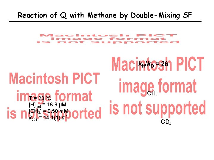 Reaction of Q with Methane by Double-Mixing SF k. H/k. D = 26 T