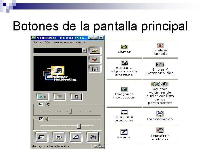 Botones de la pantalla principal 