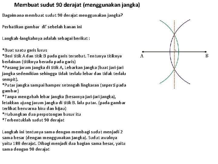 Membuat sudut 90 derajat (menggunakan jangka) Bagaimana membuat sudut 90 derajat menggunakan jangka? Perhatikan