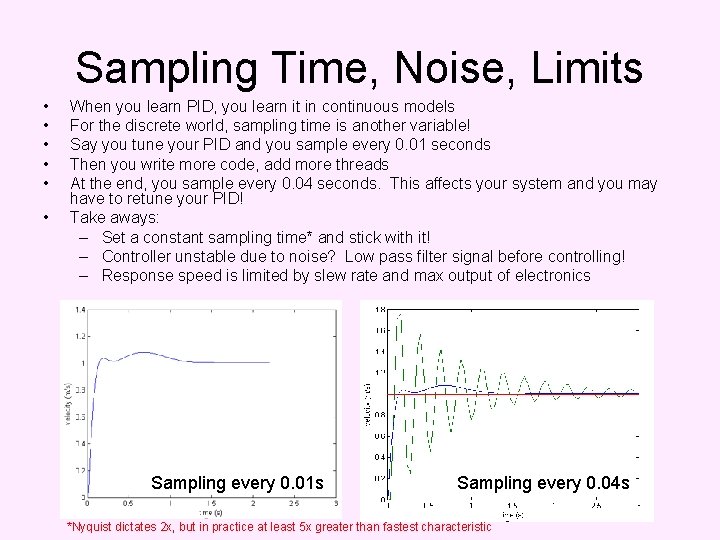 Sampling Time, Noise, Limits • • • When you learn PID, you learn it