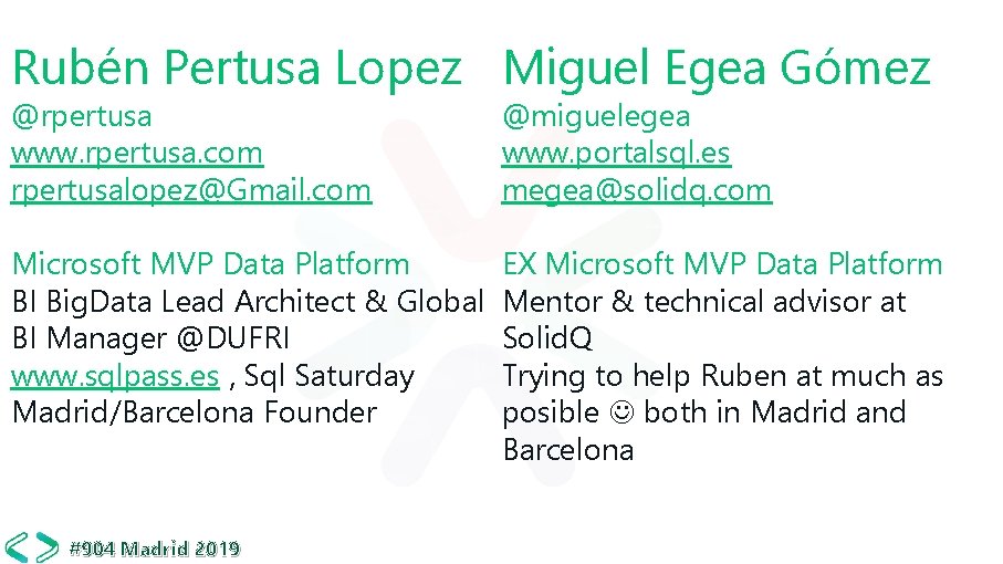 Rubén Pertusa Lopez Miguel Egea Gómez @rpertusa www. rpertusa. com rpertusalopez@Gmail. com @miguelegea www.