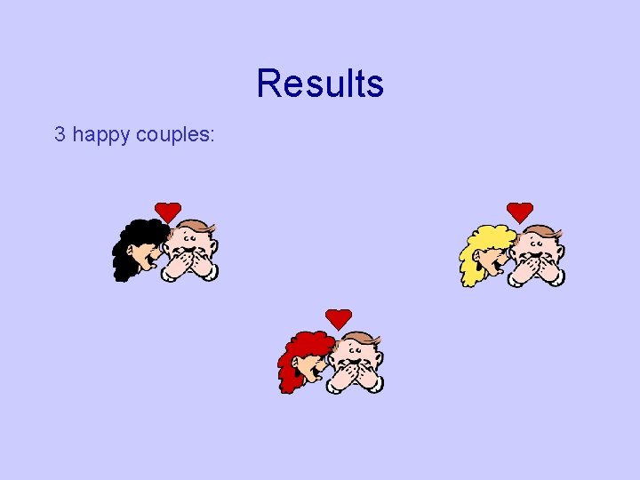 Results 3 happy couples: 