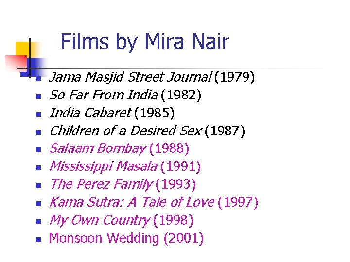 Films by Mira Nair n Jama Masjid Street Journal (1979) So Far From India
