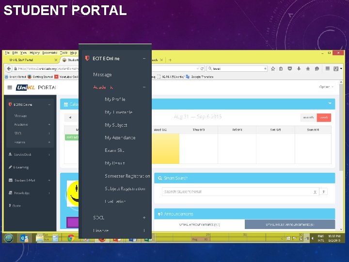 STUDENT PORTAL YOUR NAME ID 15 
