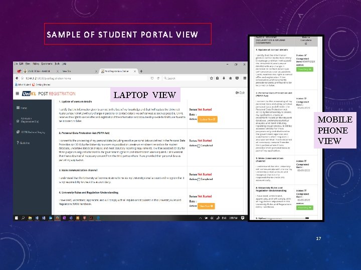 SAMPLE OF STUDENT PORTAL VIEW LAPTOP VIEW MOBILE PHONE VIEW 17 