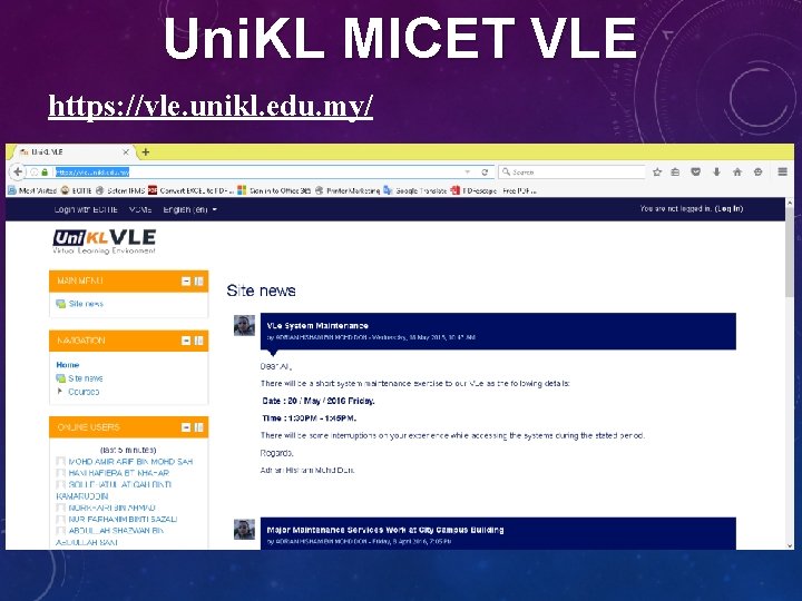 Uni. KL MICET VLE https: //vle. unikl. edu. my/ 19 
