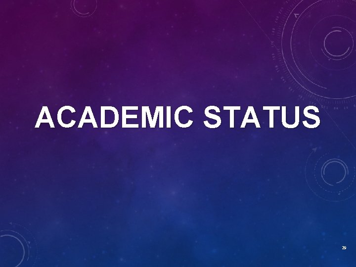 ACADEMIC STATUS 29 